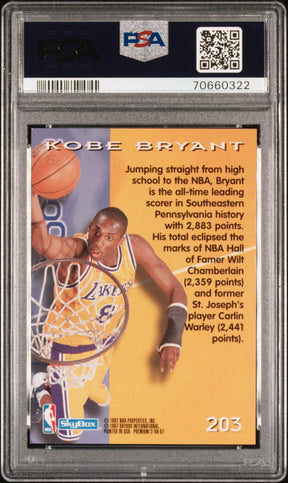 1996 Skybox Premium #203 Kobe Bryant Rookie RC PSA 8 (322)