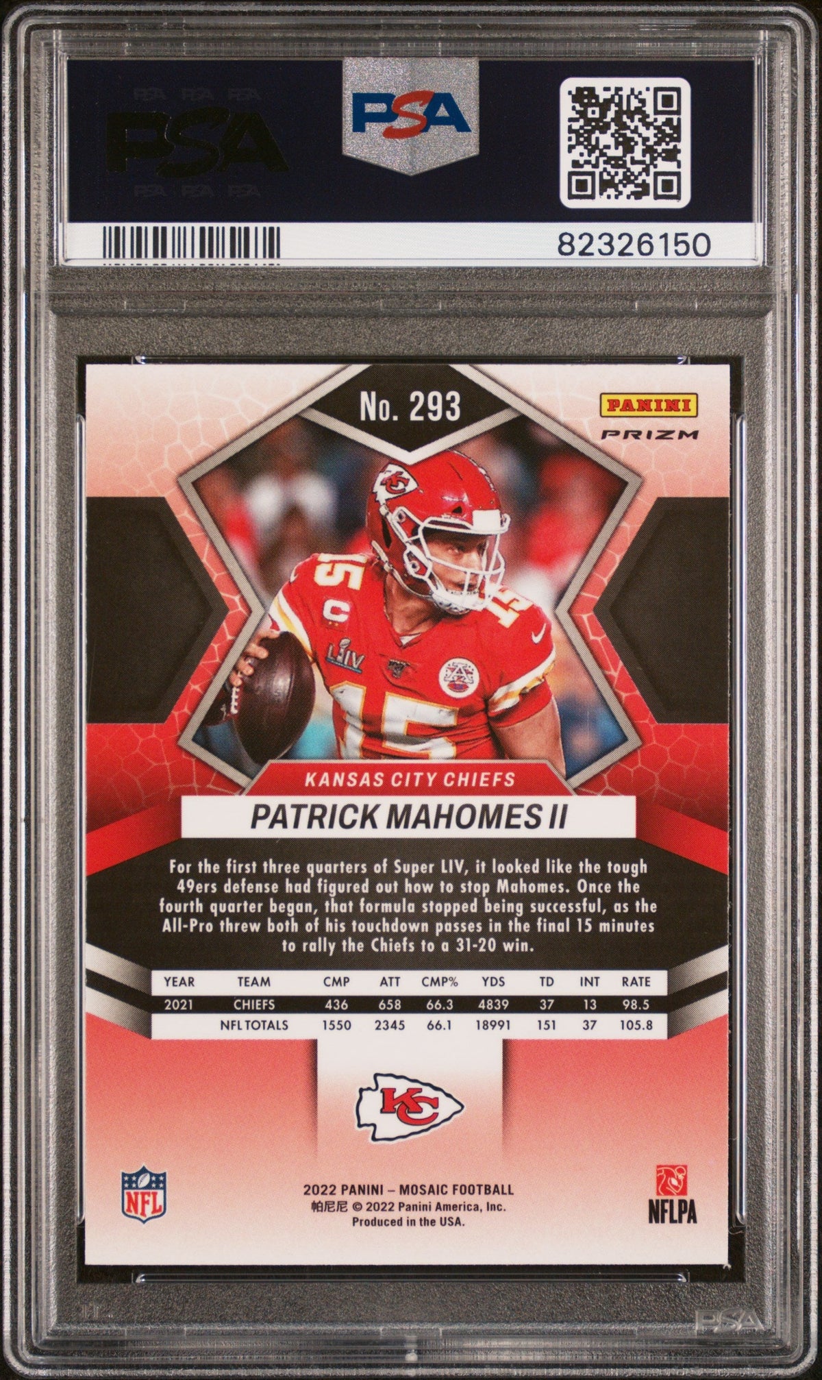 2022 Panini Mosaic #293 Patrick Mahomes II Mosaic Camo Pink PSA 10