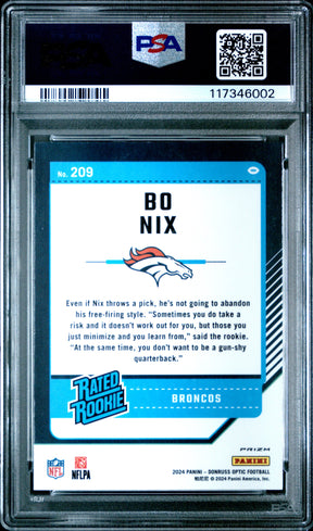 2024 Donruss Optic #209 Bo Nix Pink Rated Rookie PSA 10