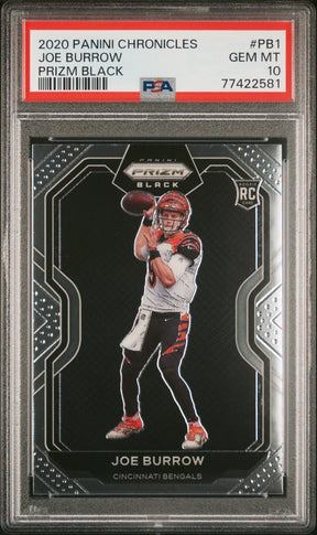 2020 Panini Chronicles Prizm Black #PB1 Joe Burrow Rookie RC PSA 10