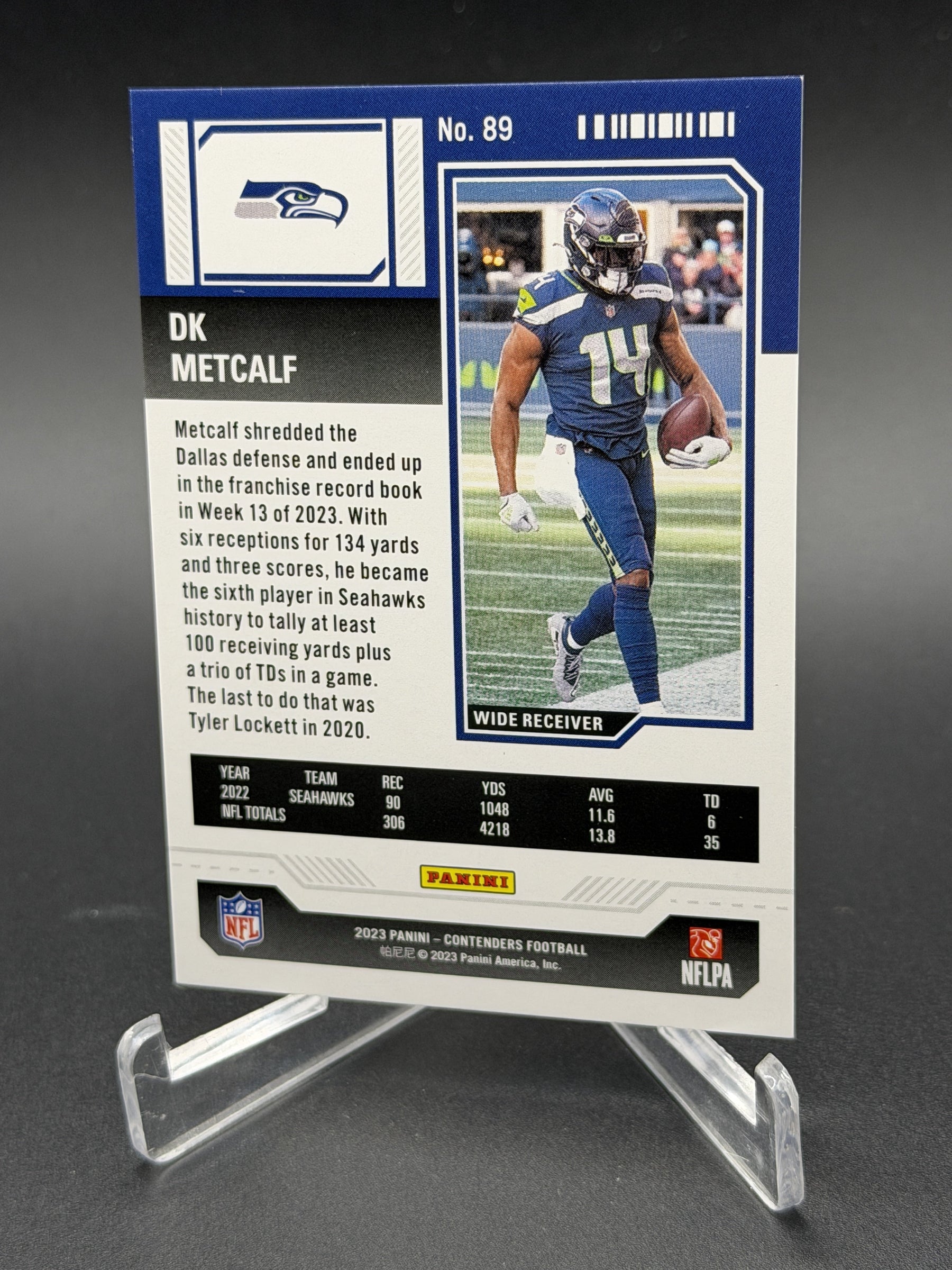 2023 Panini Contenders #89 DK Metcalf Cracked Ice Ticket #/25