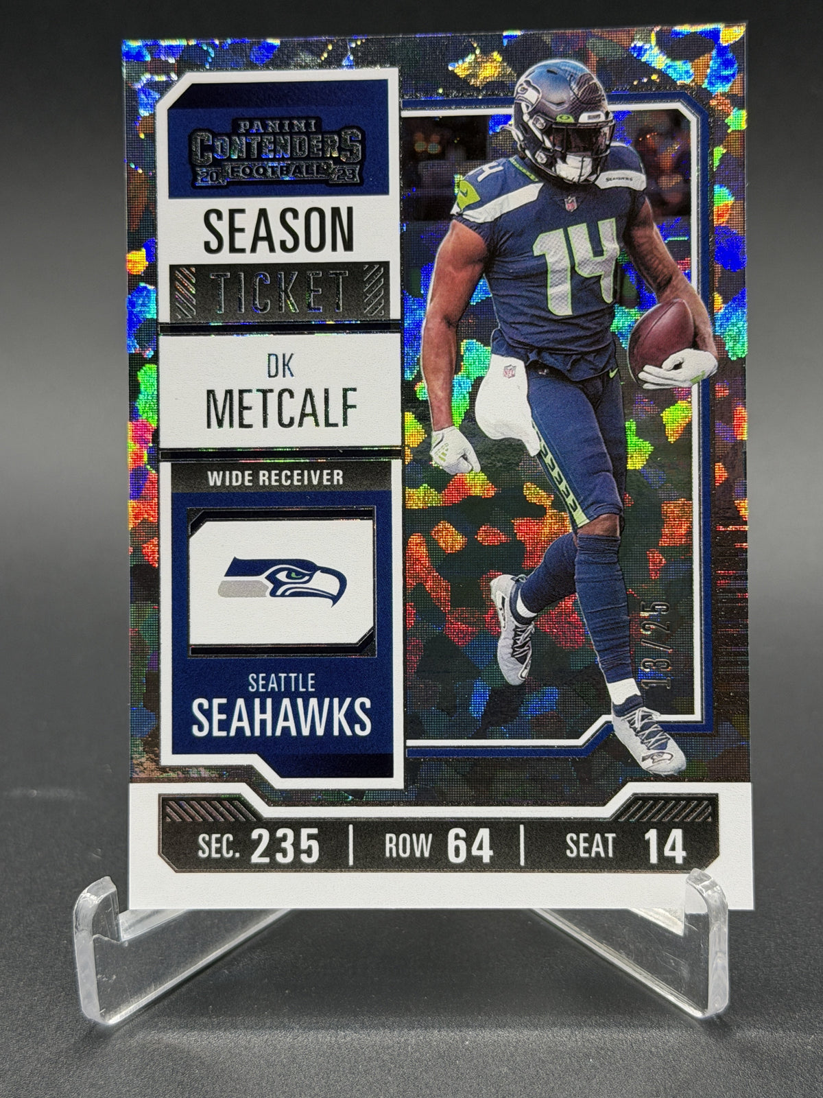 2023 Panini Contenders #89 DK Metcalf Cracked Ice Ticket #/25