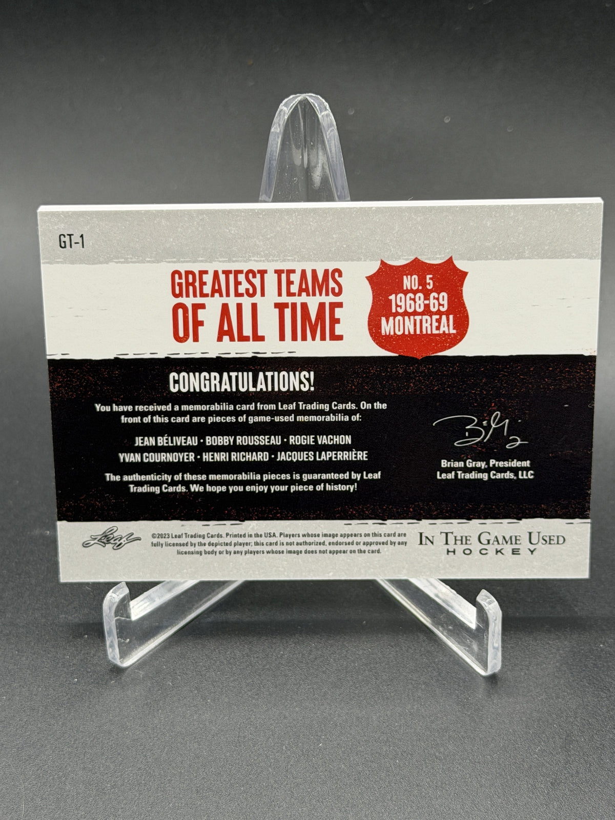 2022 Leaf Game Used Montreal Canadiens 1968-69 All Time Greatest Team Relics /3