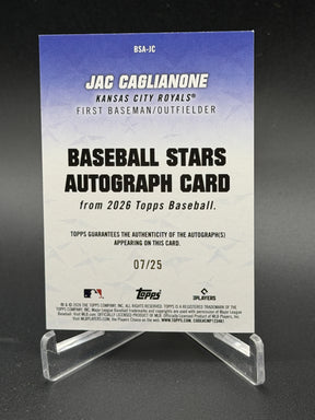 2026 Topps #BSA-JC Jac Caglianone Rookie Baseball Stars Auto Orange /25
