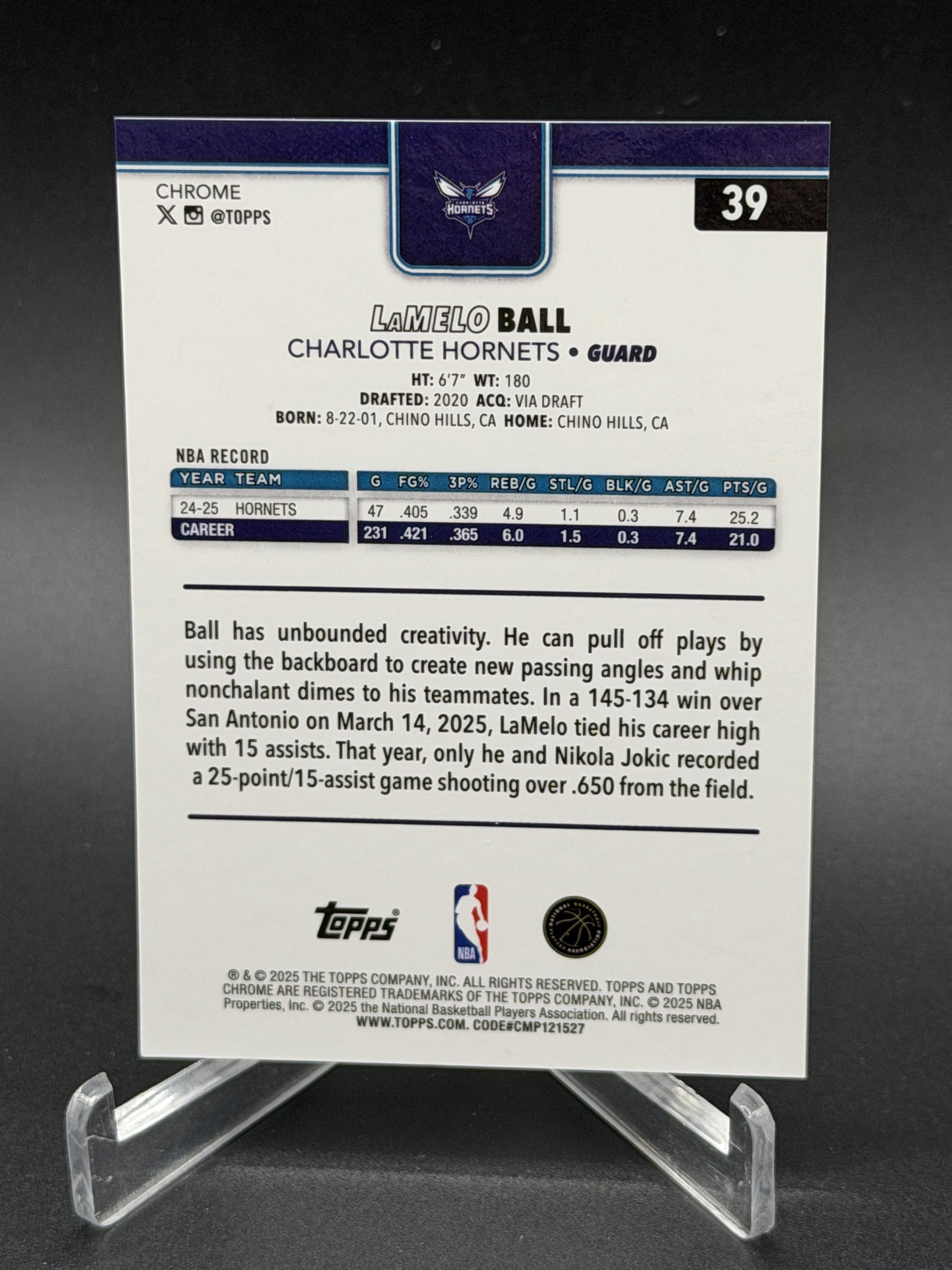 2025-26 Topps Chrome #39 LaMelo Ball Gold Geometric Refractor #/50