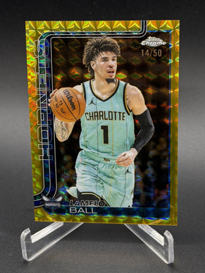 2025-26 Topps Chrome #39 LaMelo Ball Gold Geometric Refractor #/50