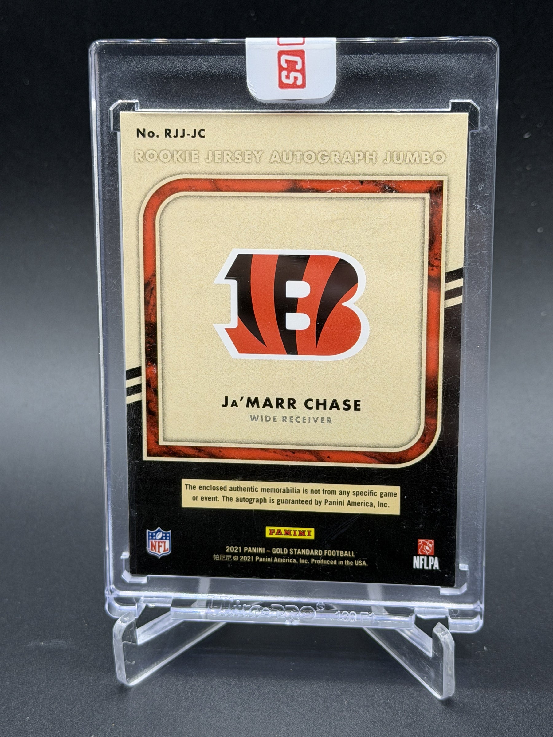 2021 Panini Gold Standard #RJJ-JC Ja'Marr Chase Rookie Jersey Auto Jumbo /99