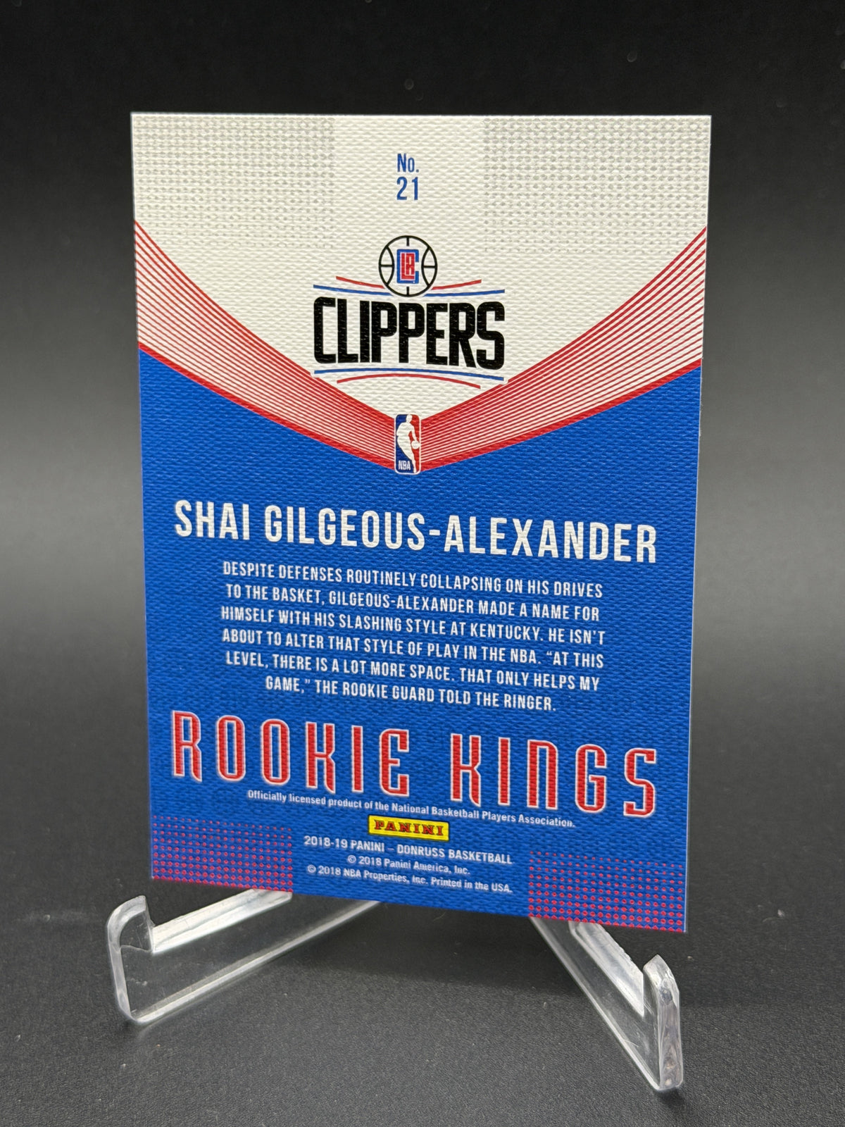 2018-19 Donruss #21 Shai Gilgeous-Alexander Rookie Kings