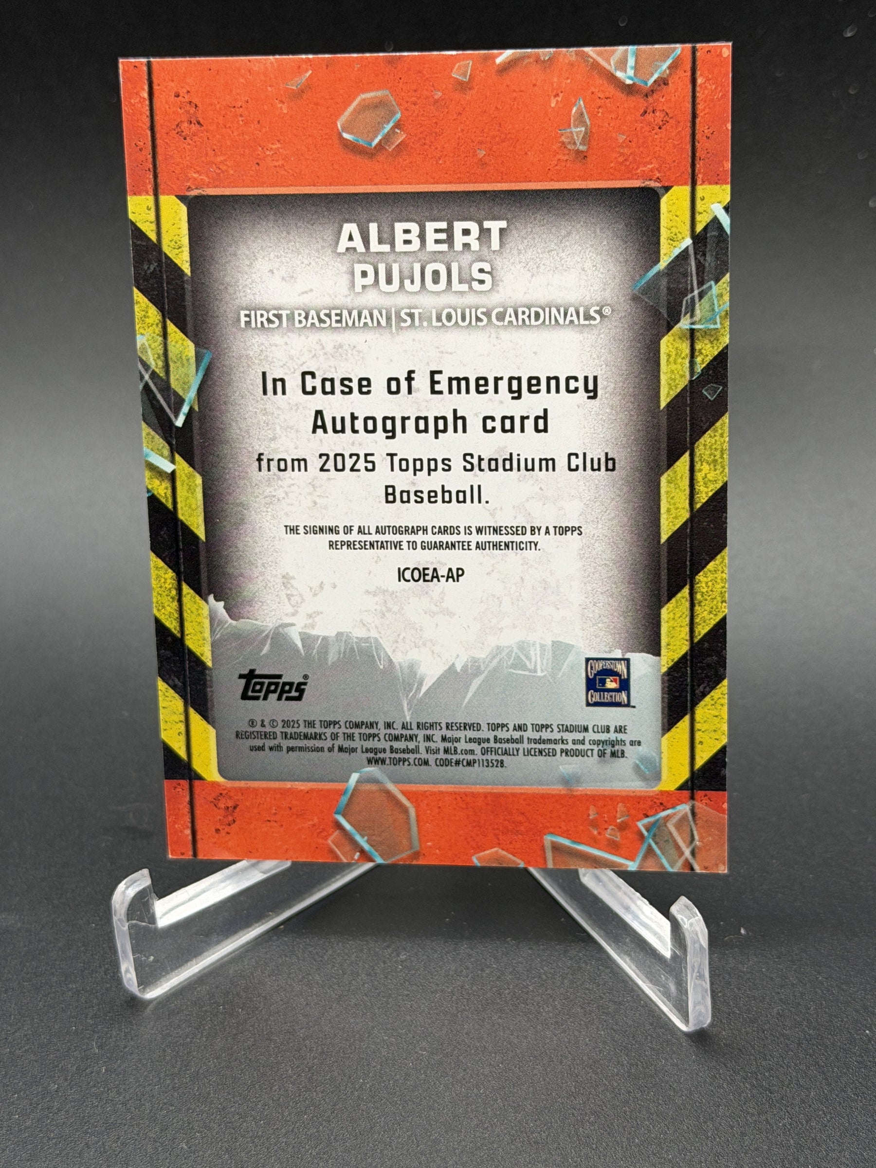 2025 Stadium Club Albert Pujols In Case of Emergency Auto Purple Foil /10