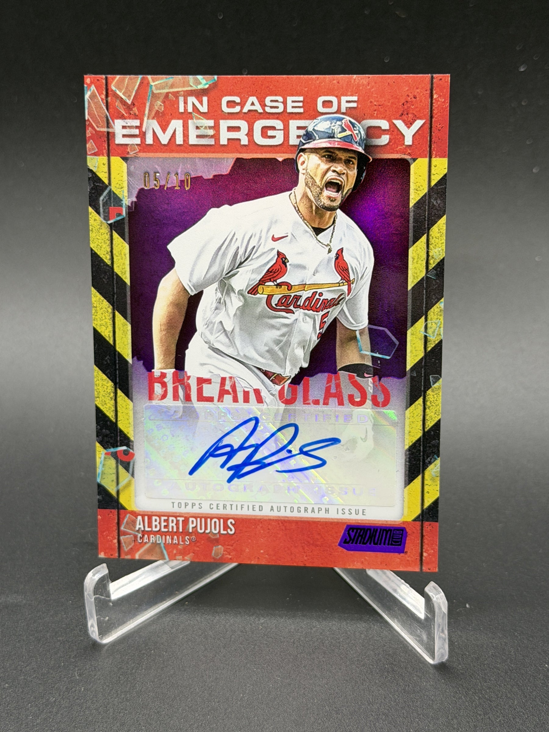 2025 Stadium Club Albert Pujols In Case of Emergency Auto Purple Foil /10