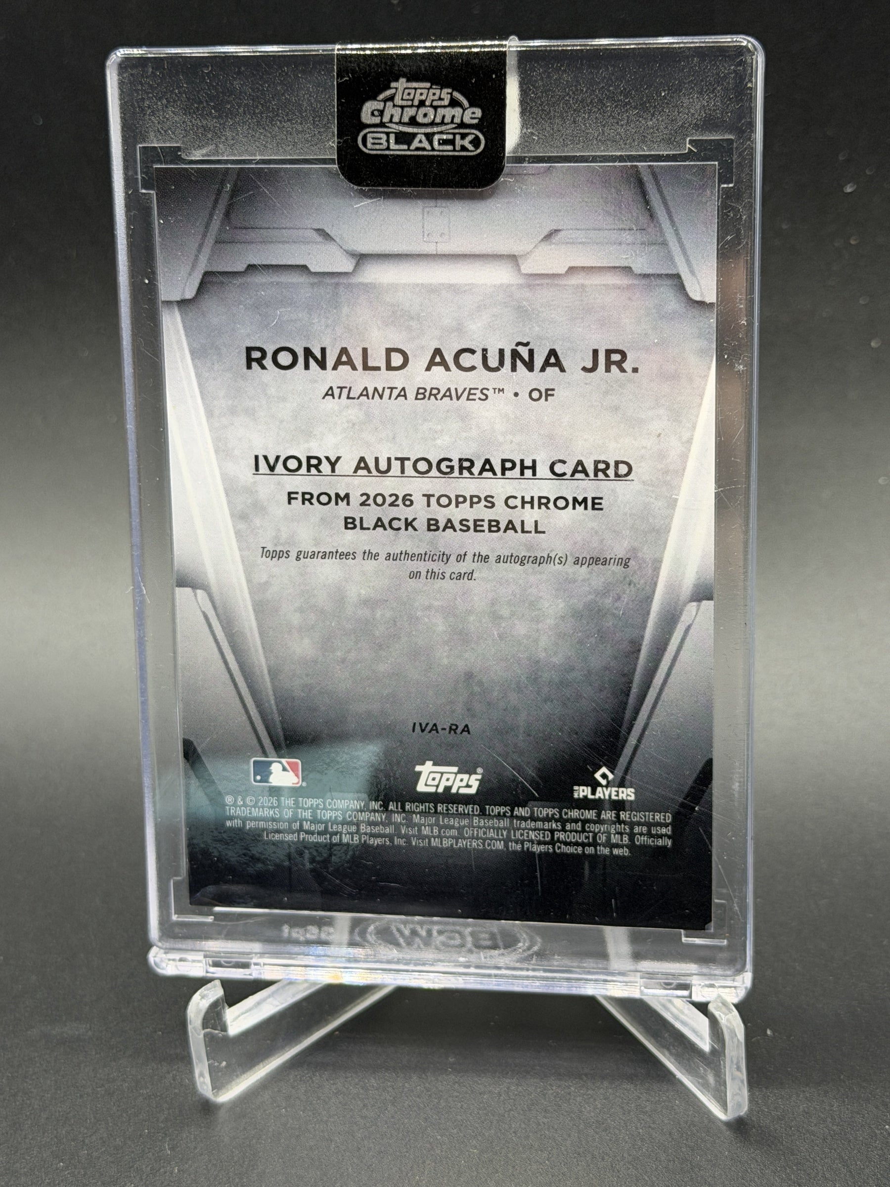 2025 Topps Chrome Black #IVA-RA Ronald Acuña Jr. Ivory Auto /35
