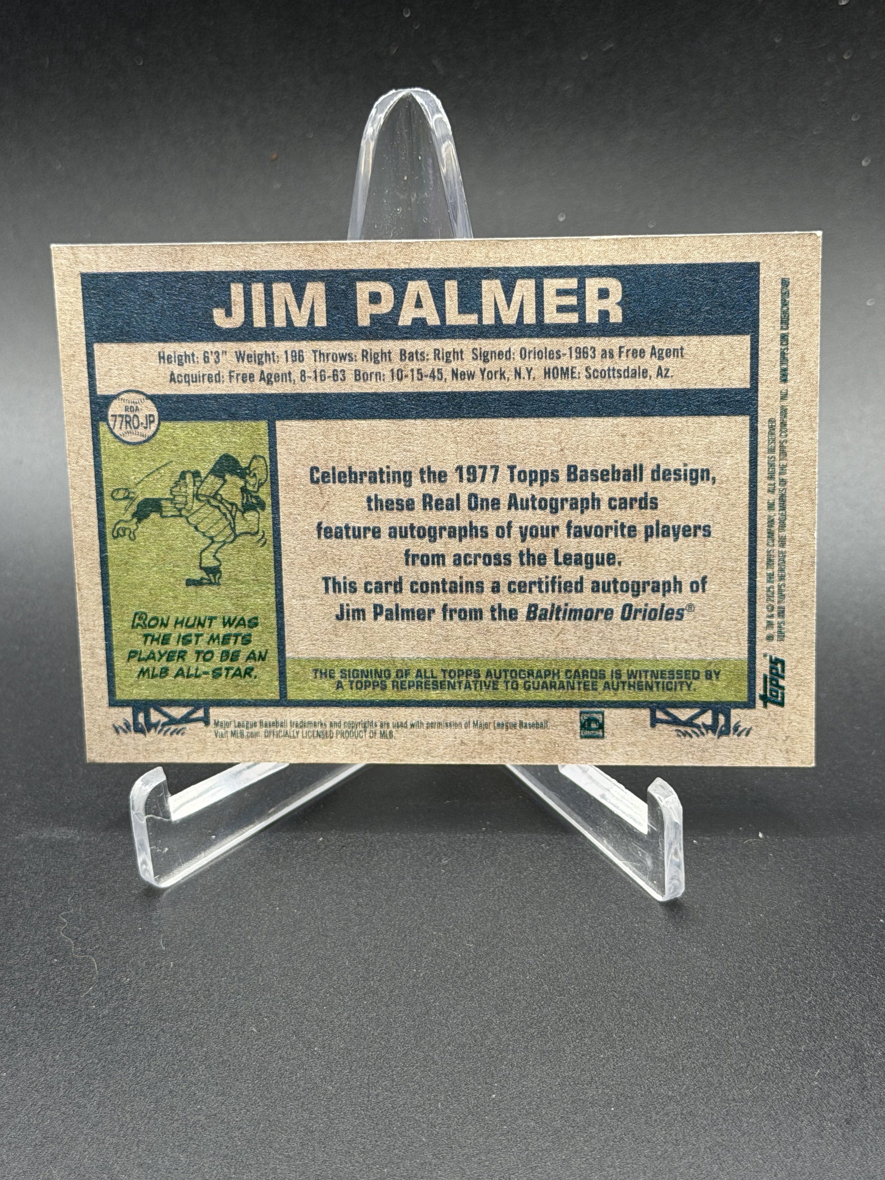 2026 Topps Heritage #77RO-JP Jim Palmer Real One Autographs