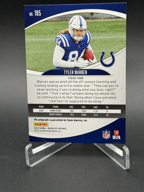 2025 Panini Absolute #195 Tyler Warren Signature Rookies