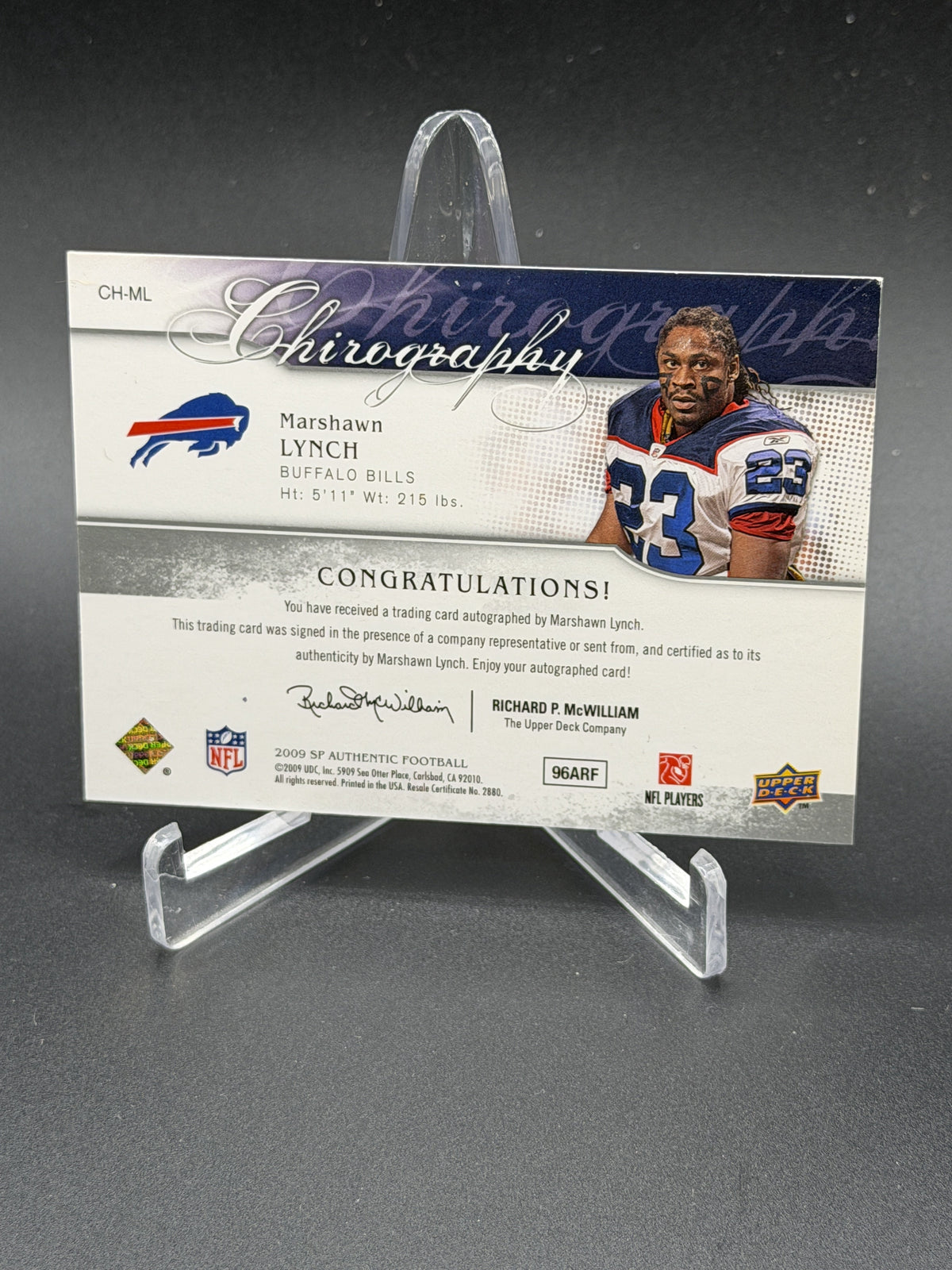 2009 SP Authentic #CH-ML Marshawn Lynch Chirography