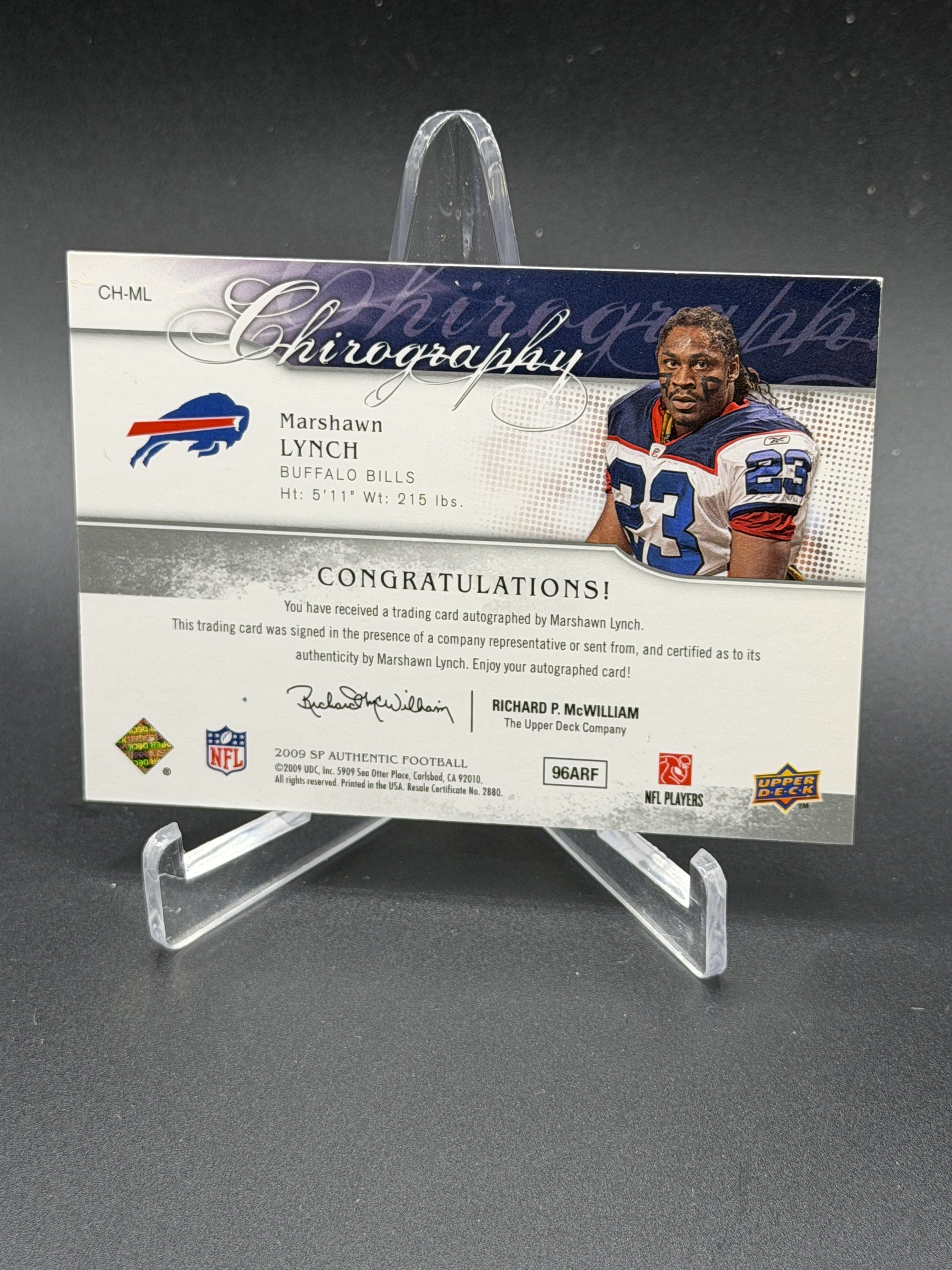 2009 SP Authentic #CH-ML Marshawn Lynch Chirography