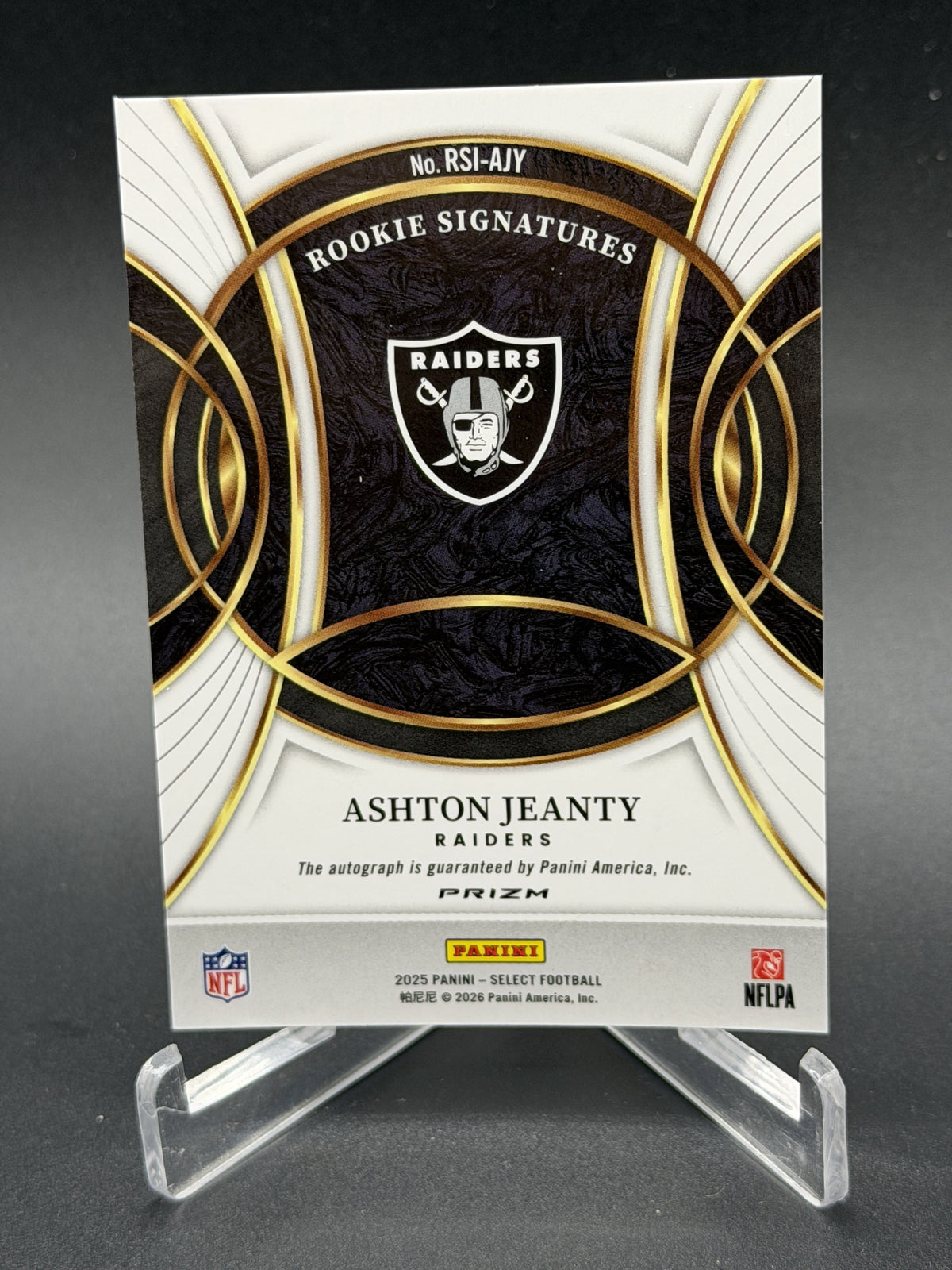 2025 Panini Select #RSI-AJY Ashton Jeanty Rookie Signatures Silver Prizm