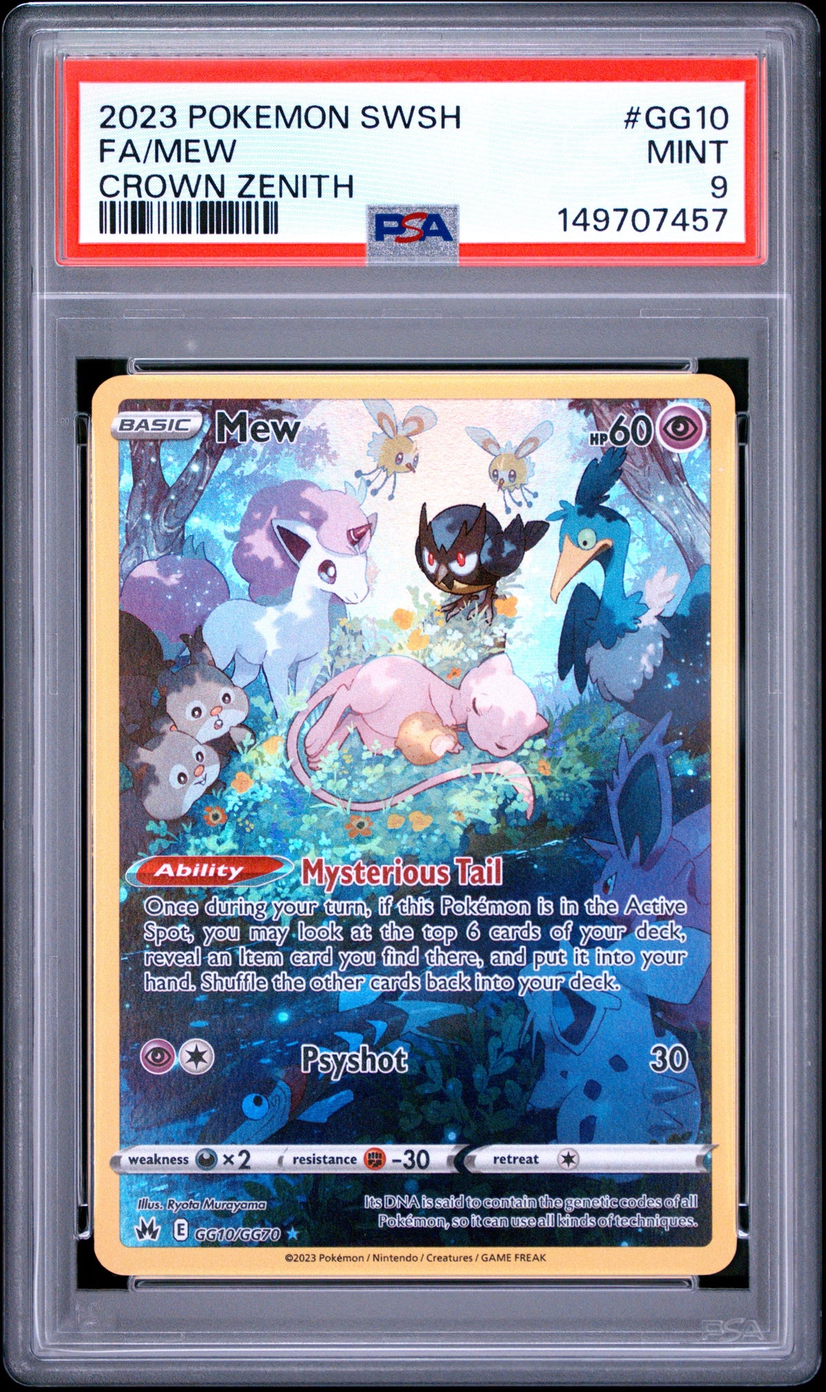 2023 Pokemon Sword And Shield Crown Zenith #GG10 Fa Mew Full Art PSA 9