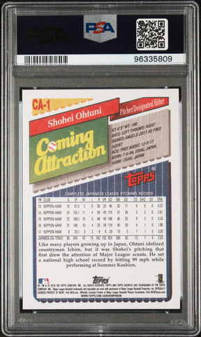 2018 Topps Archives 1993 Coming Attraction #CA1 Shohei Ohtani Rookie RC PSA 10